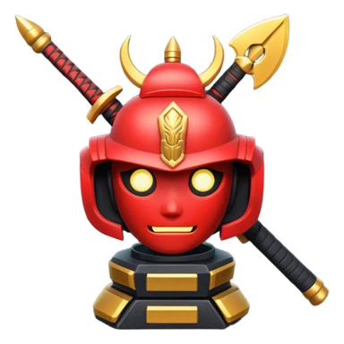 samurai themed space miner tool icon, futuristic mining tool inspired by katana, Japanese armor details, red black gold color palette, glowing energy accents, 3D cartoon, mobile game icon style, clean background, soft shadow, no text, no watermark

 sticker