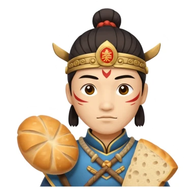 chinese ancient warrior with bread sticker