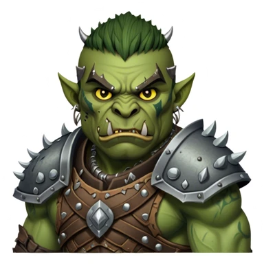 Cinematic Realistic WoW Orc Warrior Portrait, depicted with battle-scarred, rugged green skin and a powerful, muscular build that radiates primal strength. Clad in intricately detailed tribal armor accented with dark leather and iron embellishments in deep, earthy tones, his fierce eyes and determined expression exude honorable might. Rendered with lifelike texture and dramatic natural lighting, high shine, noble and formidable, capturing the essence of a legendary orc champion. sticker