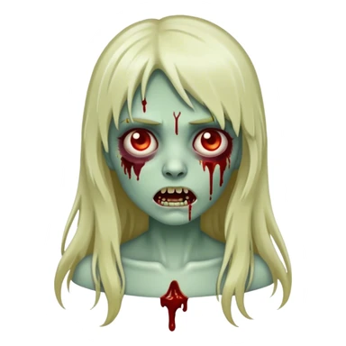 emoji de zombie com sangue feminino cabelo longo de franja sticker