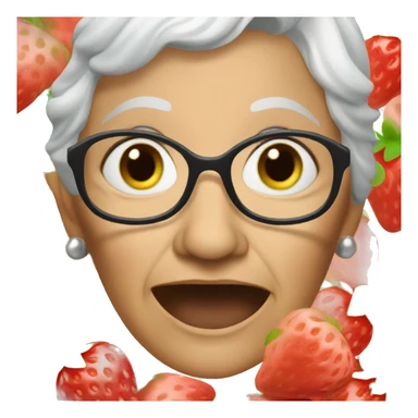 Granny with strawberries  sticker