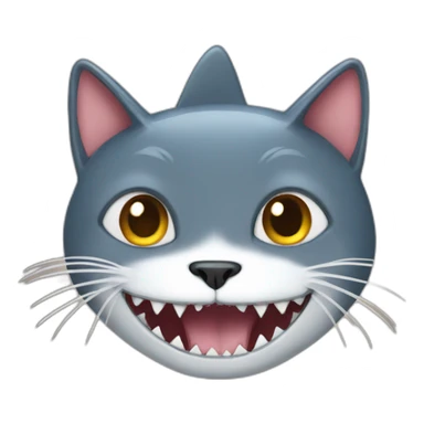 cat mixed with a shark sticker