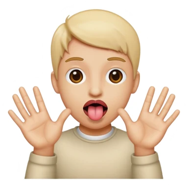 sticking tongue out with hands to the side sticker