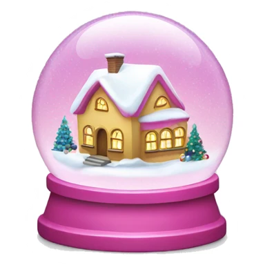 Pink snow globe with a Christmas house inside  sticker