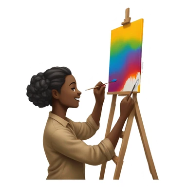 artist painting something colorful on the canvas sticker