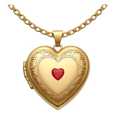 Dainty gold heart locket necklace with detailed designs  sticker