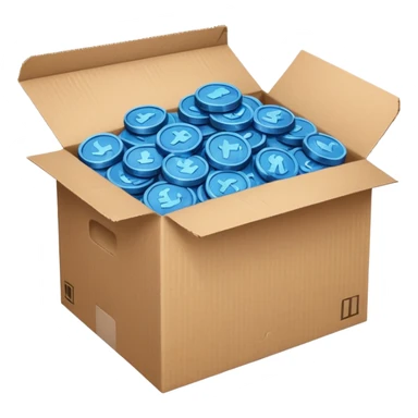 blue coins credit in a cardboard package sticker