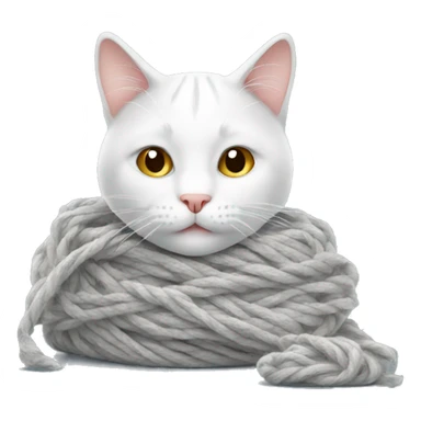 white gray cat with yarn sticker