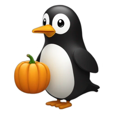 Image avec un pingouin une citrouille et un œuf sticker