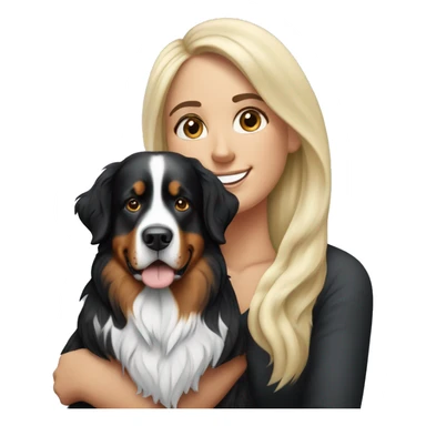 Bernese mountain dog with his female blonde long haired owner sticker