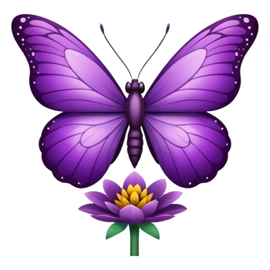 Mariposa color morado en una flor sticker