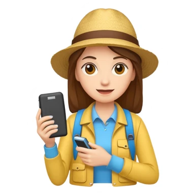 tourist woman holding powerbank sticker