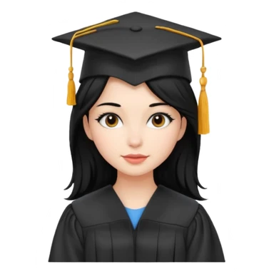 girl with beautiful black hair and graduation hat sticker