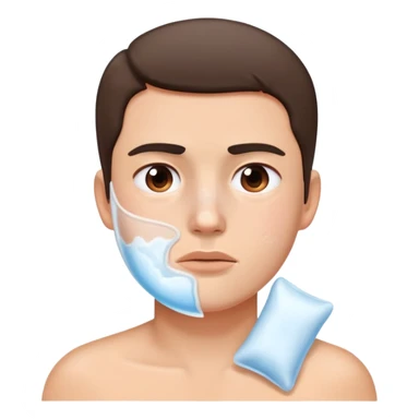 Face with one swollen cheek with ice pack applied to it sticker