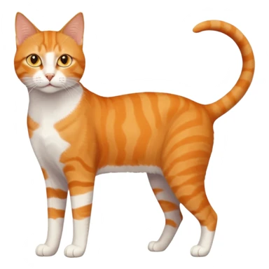 full body orange domestic shorthair slim cat with yellow/orange eyes and a white triangle pattern on his face playing sticker