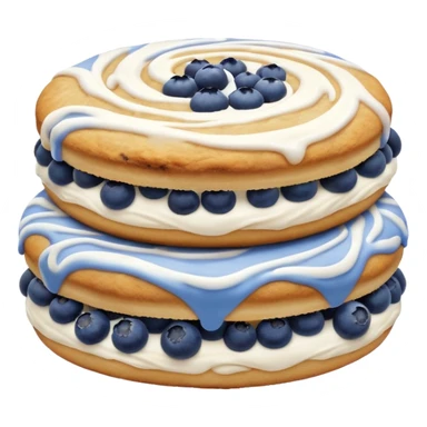 2 blueberry biscuits side-by-side with white icing swirls on top sticker