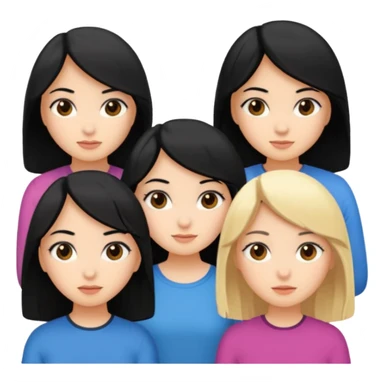 5 group of girls 4 having black hair 1 has blonde. All are brown except for the blonde one sticker