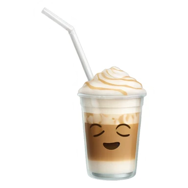 iced latte in glass cup with straw sticker