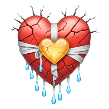 Bandaged heart leaking light through cracks sticker