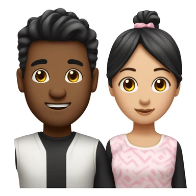 Pareja de un chico alto, moreno con el pelo negro y una chica baja, blanca y con el pelo negro rizado, los dos vestidos con un pijama de vacas sticker