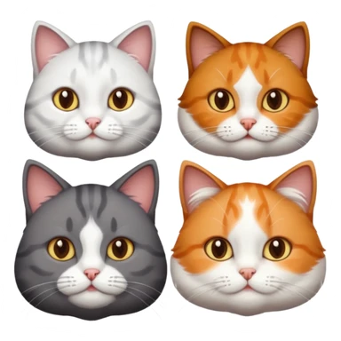 3 different coloured tiny short haired cats, including a dark grey and white cat, and a dark brown tabby and white and a ginger and white sticker