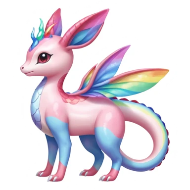 Shiny Sparkly beautiful gorgeous ethereal Rainbow Scaley Exotic Aurorus-Sylveon-Milotic-Dragonair-Fakémon-hybrid-creature (full body) sticker