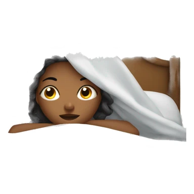 woman covering herself from the cold with sheets in bed sticker