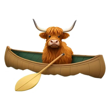 Highland cow in a canoe sticker