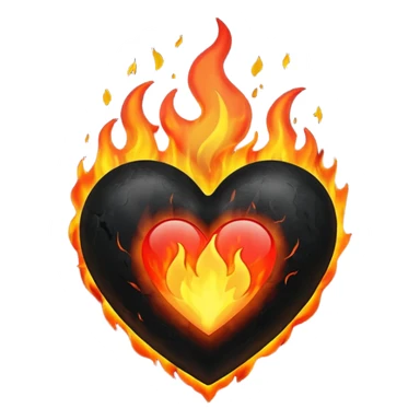 Black Heart and mixed with fire sticker