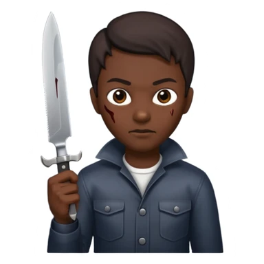 a evil face with a knife in their hand and te emoji tu be just the head and the hand with the knife sticker