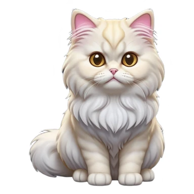 cinematic-[persian cat]-realistic-full-body-sitting-emoji,-tail-curled-playfully-around-its-paws,-head-tilted-dramatically,-fluffy-[persian cat]-fur,-simplified-yet-realistic-focused-features,-highly-detailed,-glowing-with-an-almost-sarcastic-glow sticker