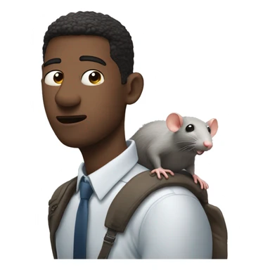 Rat on man’s shoulder and the man is scared sticker