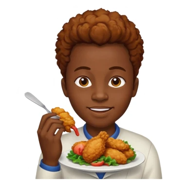 create an african person eating fried chicken sticker