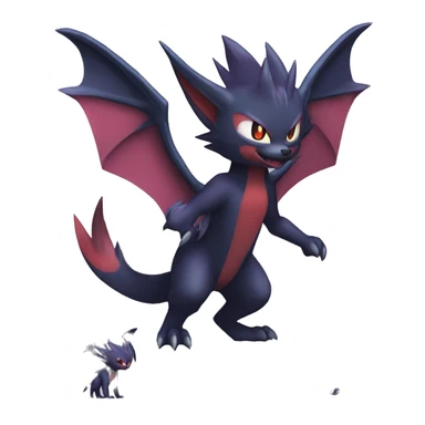  Kawaii Cool Nargacuga-Noivern-Noibat-Litten-Zorua-Zoroark-Fakemon-fusion full body sticker