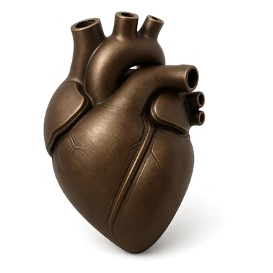 heart with a metallic bronze finish, clean digital illustration sticker
