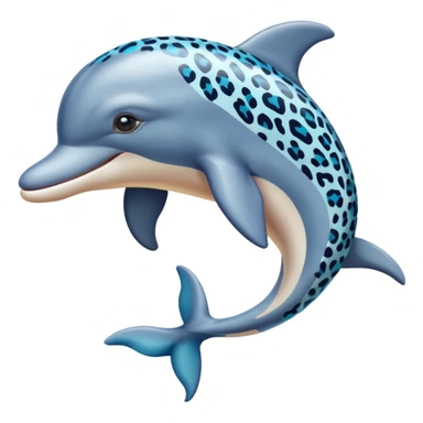 the dolphin emoji, but instead of blue skin it has leopard skin sticker