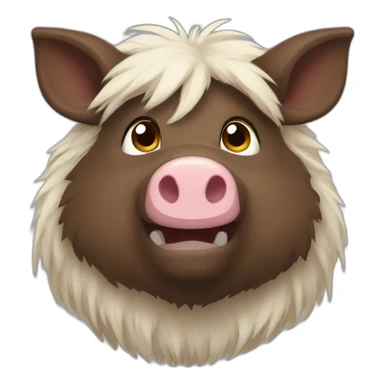 furries brown boar with white tusks sticker