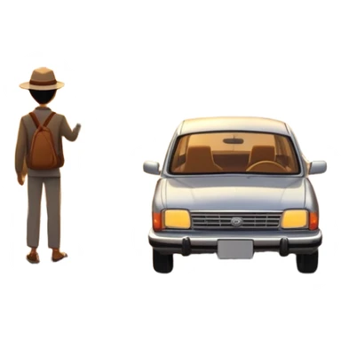 A parked car rests on the side of a long with a person outside , empty road stretching toward a golden sunset. The sky glows with warm colors, and the landscape ahead feels open, peaceful, and full of promise. love  sticker