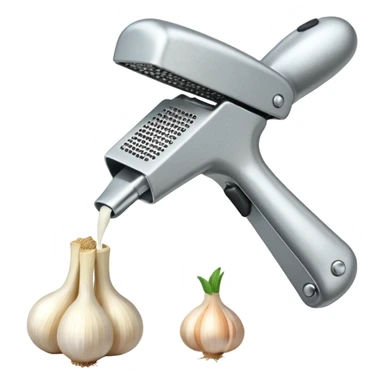 garlic being pressed by a garlic press sticker