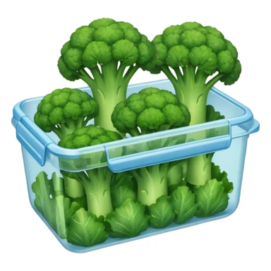 broccolis in plastic container sticker