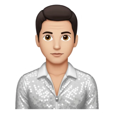 Danny Wood from NKOTB with dark brown hair, white sequin outfit sticker