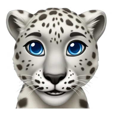 Female Snow leopard with blue eyes running in front, looking a bit dangerous sticker