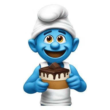 Smurf eating chocolate sticker