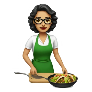 mexican lady green apron  with glasses cooking tacos sticker