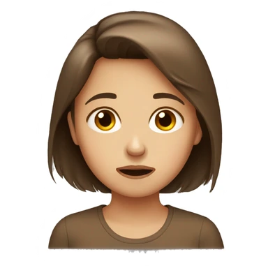 crying short brown hair girl with brown eye sticker