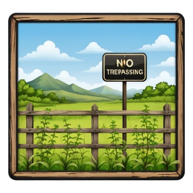 property land with the sign of no trespassing sticker
