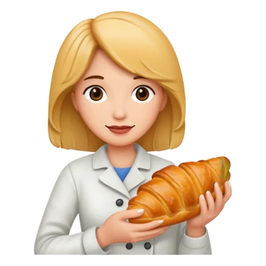 woman holding croissant sticker
