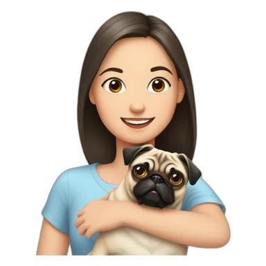 pug with girl  sticker