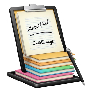 generate a small emoji for the word saying "artificial intelligence on notes" sticker