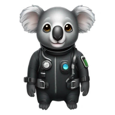 koala in black diving suit sticker